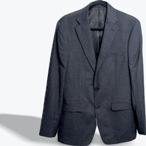 Calvin Klein Mens Sport Coat Gray Blue Blazer Micro Check Pattern 2 Button 40R‎